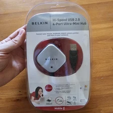 Belkin Part# F5U407 USB 2.0 4-Port Ultra- Mini Hub New Factory Sealed