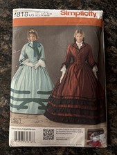 Simplicity Pattern 1818 Civil War Costume Andrea Schewe - Misses 16-24 - UNCUT