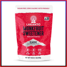 Lakanto Monkfruit Sweetener, 1 lbs White Sugar Substitute Zero Calorie Keto