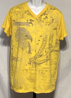 Vintage True Rock T-Shirt XL Yellow Gray Graffiti Eagle Tee Beach Y2K Art