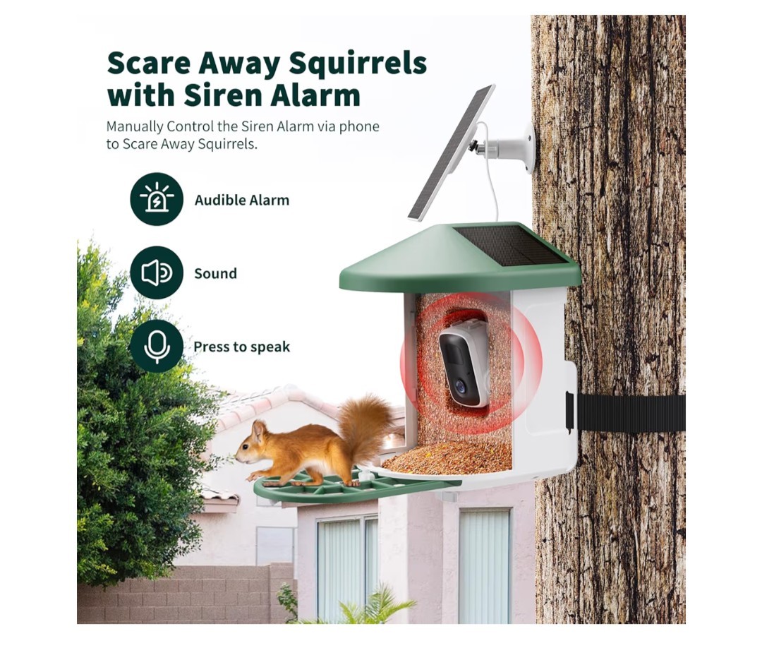 Bird Feeder with Camera with AI Identify Birds Species Solar Panel