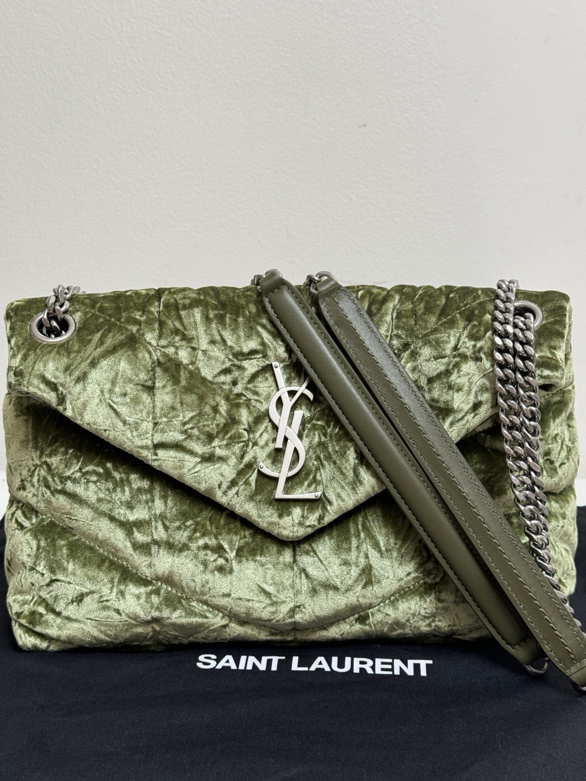 Saint Laurent Small Loulou Puffer Bag in Crushed Velvet
