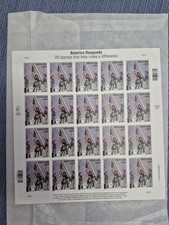 America Responds Heroes USA 9/11 Pane of 20 1st Class Stamps 2001