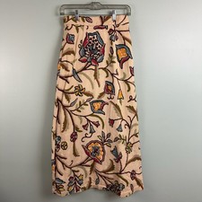 Crewel Embroidered Wild Flower Party Skirt VTG 70s Zip Maxi Cottagecore Prairie