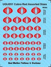 Cobra Logo Waterslide Decals - Opaque Red - 5mm-12.7mm Wide for GI Joe  figures