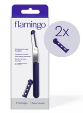 Flamingo Dermaplane Facial Razor Handle & 2 Refill Cartridges New (H)