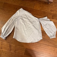MILLY NY 100% Cotton Off-The-Shoulder Blouse Gray Size 10 Made in USA