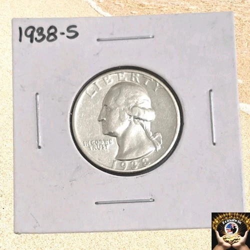1938 S Washington Silver Quarter XF- AU, Heavy Motto, Blast From The Past