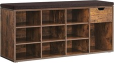 Image of VASAGLE Shoe Storage Bench, Hallway Bench with Cushion, Drawer and Open Compart