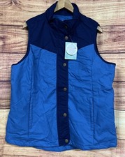 New Magellan Quilted Vest Women's Size 1X Zip Snap Up Blue Zip Pocket Outdoors
