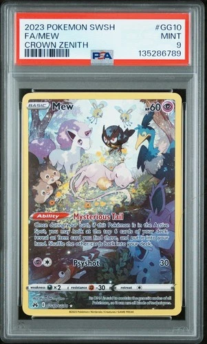 2023 POKEMON SWSH CROWN ZENITH MEW GG10/GG70 FULL ART HOLO PSA 9