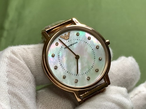 Emporio Armani AR11006 shell Dial rose gold s/s Strap 3 Atm Women Quartz Watch - Picture 8 of 16