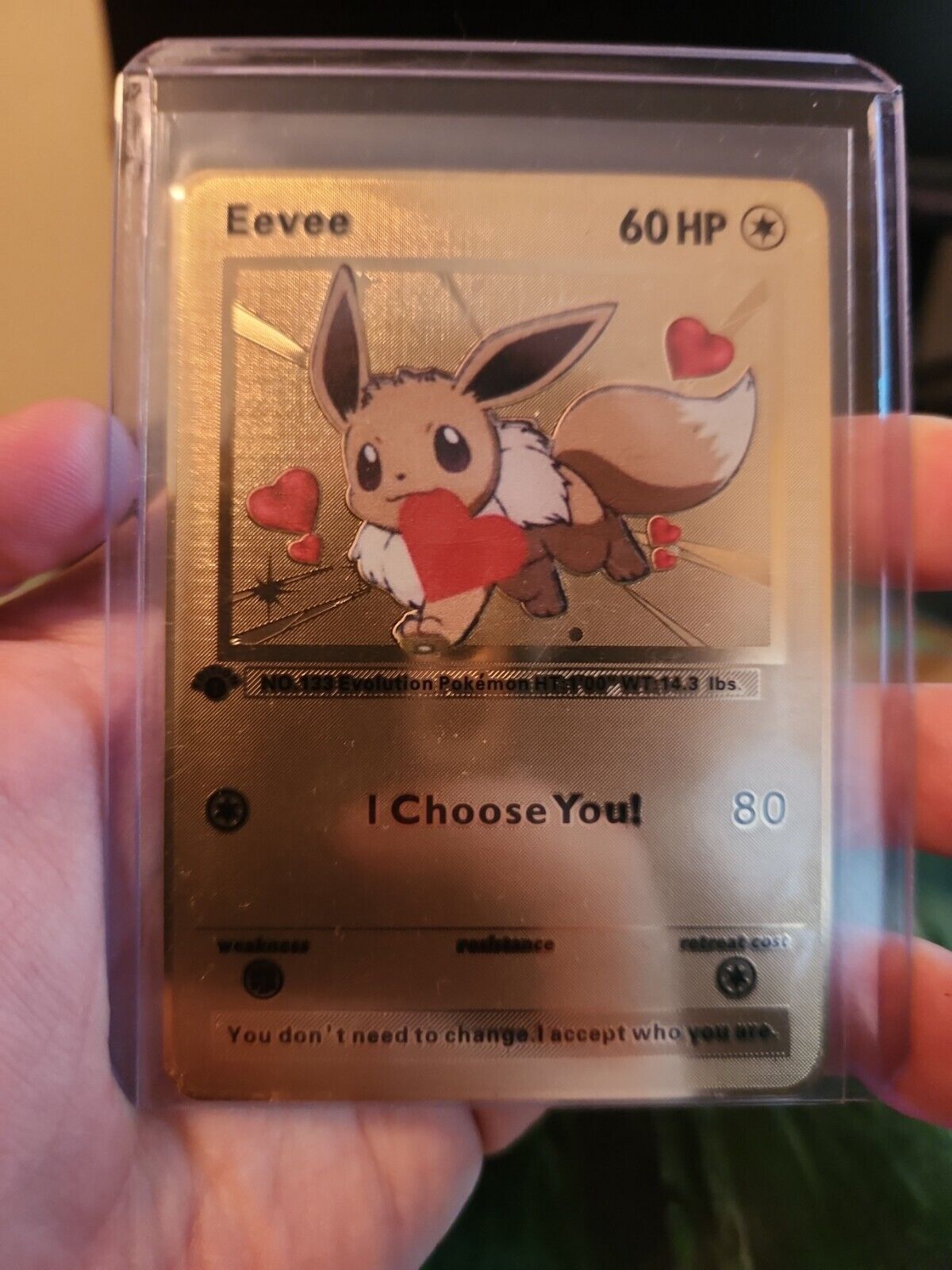 Pokemon, Toys, Pokemon Gold Metal Card Eevee I Choose You