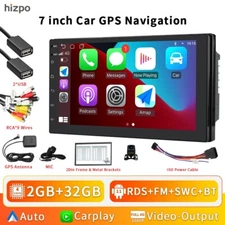 7 inch Android WiFi Double 2DIN Car Radio Stereo CarPlay GPS BT 2+32GB+AHD Cam