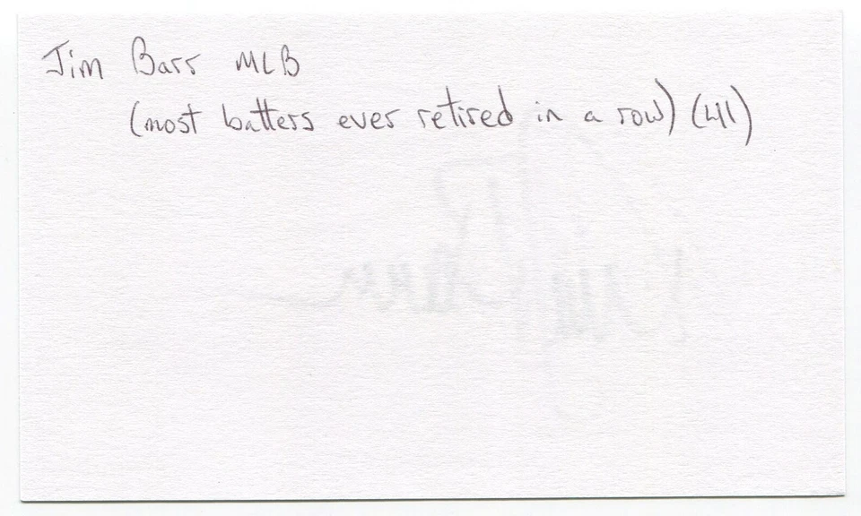 Jim Barr Signed 3x5 Index Card Autographed Signature San Francisco Giants MLB - Image 2 of 2