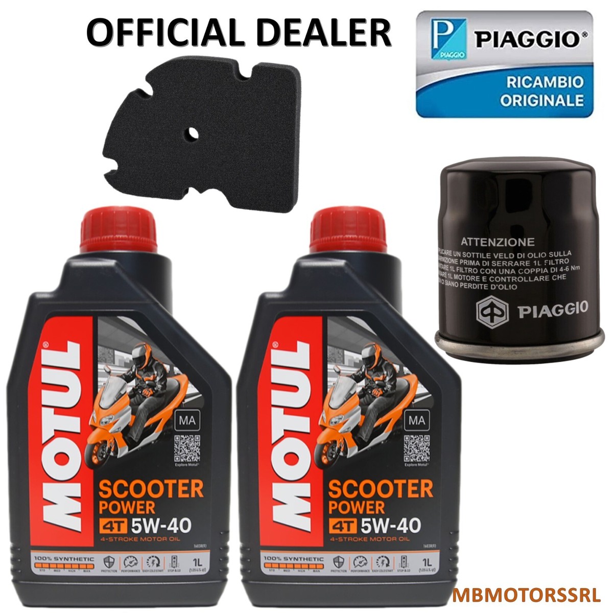 Kit Tagliando Piaggio Vespa GTS 125/250/300: Filtro Olio, Filtro Aria E Olio ENI 10W40 Originale