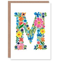 Buchstabe M Name Hell Bunt Blumen FrüHling Geburtstagskarte