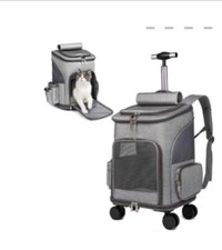 Travel Pet Carrier With Wheels Backpack Pet Stroller, Car Seat for Dog-Cat-Puppy