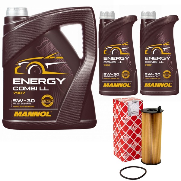 MotoröL Set Mannol 5W-30 Api Sn 7 Liter + ÖLfilter FüR Audi A4 Avant A5 2.7 3.0-image