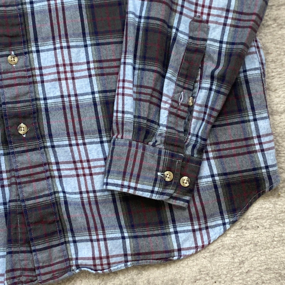 VTG Pringle Of Scotland Wool Button Shirt Large Blue Tartan Mackinaw Shacket 90s - Image 2 of 4