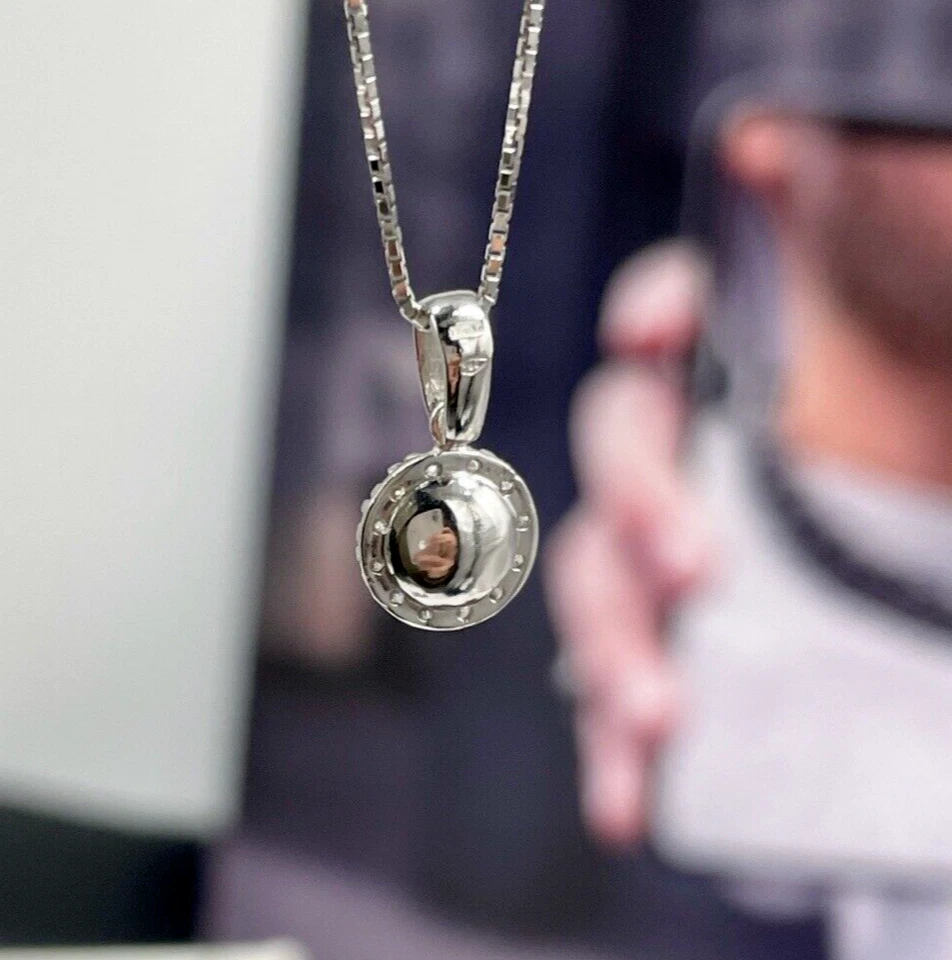 Collana oro bianco 18kt carati nuovo donna laccio ciondolo perla naturale tonda. - Immagine 4 di 4