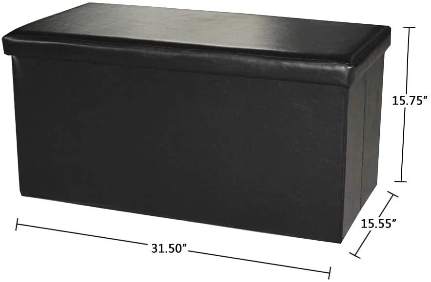 Faux Leather Storage Ottoman Bench Footrest Stool Ottoman Bench 15.75"X15.55"X31 - image 4 of 4