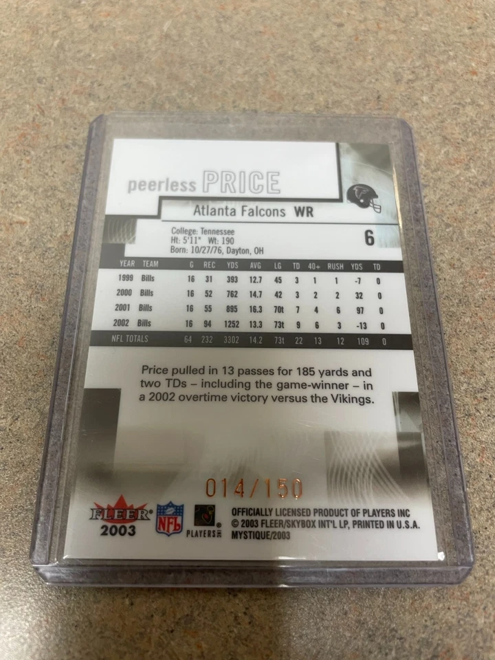 Peerless Price 2003 Fleer Mystique Gold /150 - Atlanta Falcons/Buffalo Bills! - Image 2 of 2