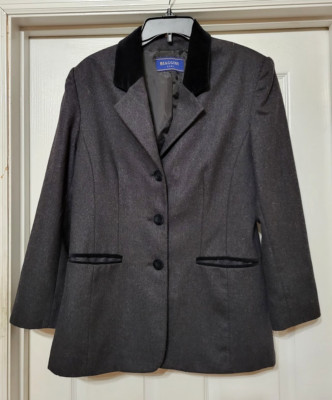Vintage Biaggini Roma Women's Black Gray Blazer Jacket Coat Size 38 Medium