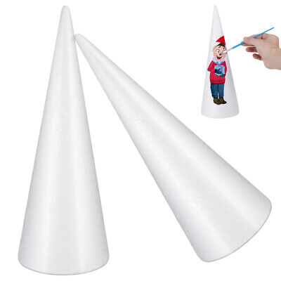 White Foam Cones for Crafts - 12 Inch Tall (2PCS)