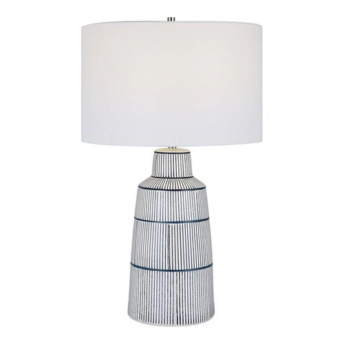 Uttermost Breton Steel Ceramic & Fabric Nautical Stripe Table Lamp in Blue/White - Picture 1 of 8