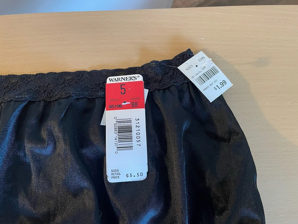 Vintage WARNERS Black Panty Style 55196 Size 5 NWT - Image 3 of 4