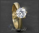 Diamond gold ring with 1.42ct brilliant, top Wesselton F & Si3; from 585 Yellow gold