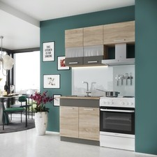 Küche ALINA 140 cm Küchenzeile Einbauküche Küchenblock Singleküche Sonoma Eiche