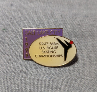 1999 Salt Lake City US Figure Skating Championships Lapel Pin Button State Farm