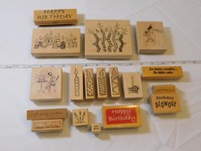Lot of Misc Wood Mount Stamp Set includes 18 rubber stamps Scrapbooking Candles