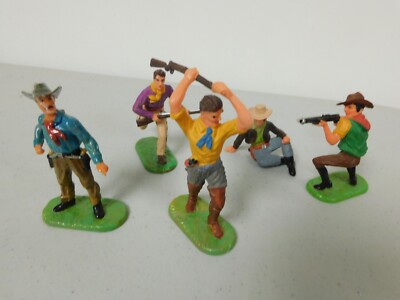 Elastolin 70mm  Cowboys x5 Rare Poses