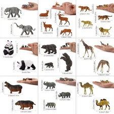 24pcs Model HO Scale 1/87 Wild Zoo Animals PVC Elephant Camel Giraffe Moose