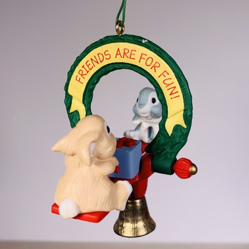 Vintage Hallmark Christmas Ornament Two Rabbits On A See-Saw “Friends Are Fun” - Picture 6 of 12
