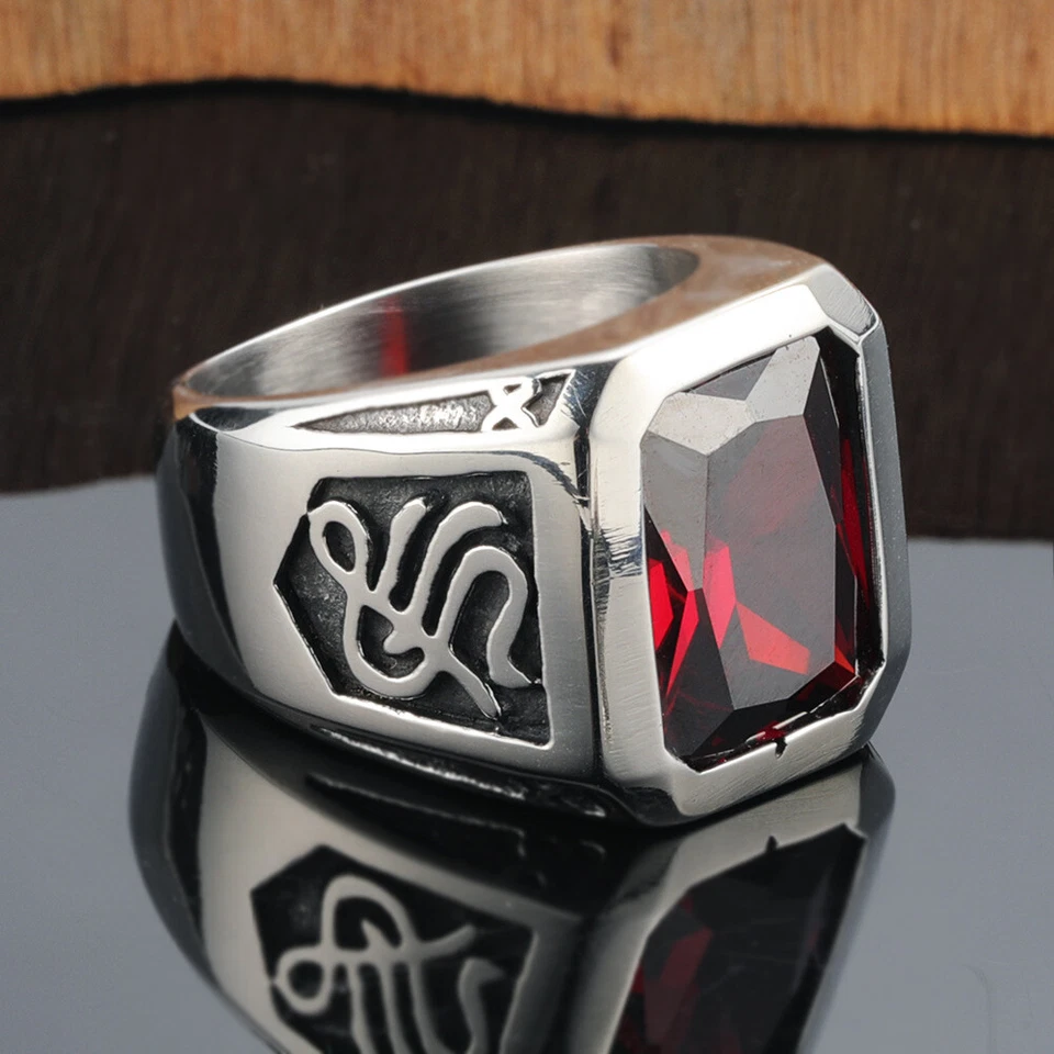 钛钢戒指,统治方形宝石,不锈钢情侣戒指 — 第 4/4 张图片