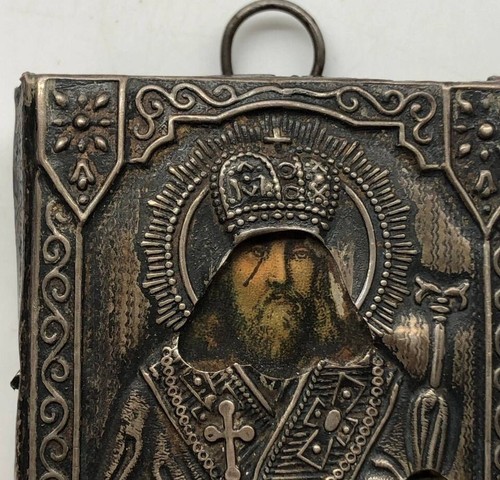 Silver Icon of Saint Theodosius of Uglich 84 Unique Religious Art 19th century - Picture 2 of 7