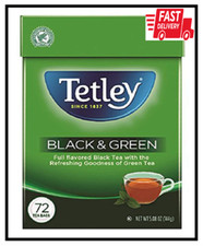 Tetley Tea Bags, Black and Green, 72 Count Packaging May Vary