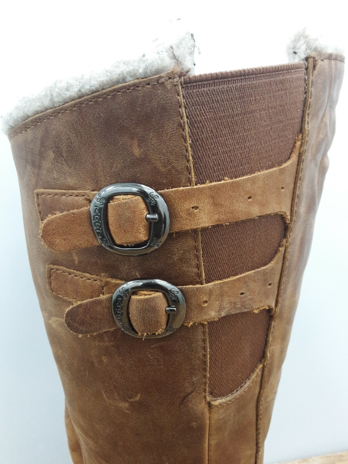 Keen Marble Brown Leather Lined Zip Knee High Winter Boots Sz 5 Style 5464 CRTN
