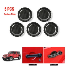 Carbon Fiber Exterior Door Handle Bowl Cover Trim For Jeep Wrangler 07-17 4 Door