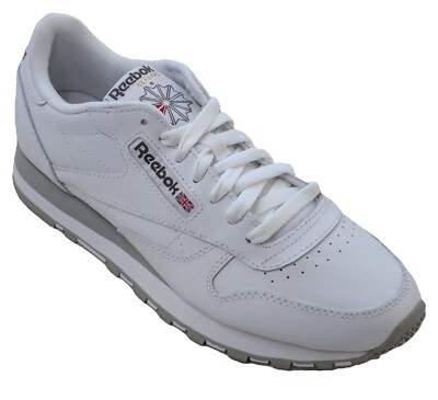 Reebok Classic Leather White Pure Grey Pewter Mens Shoes Sneakers Size 7