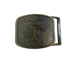 English Leather Belt Buckle Saddle Equestrian Gold Brass