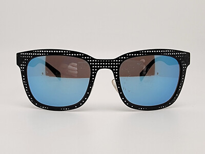 Marc by Marc Jacobs Black Perforated Frame Sunglasses with Blue Mirror Lenses Marc by Marc Jacobs MMJ436/S Black Frame Blue Mirror Lens  main image 2