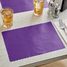 (1000) PURPLE SCALLOPED PLACEMATS 14"x 10" SINGLE USE PAPER, NO PFAS /USA MADE