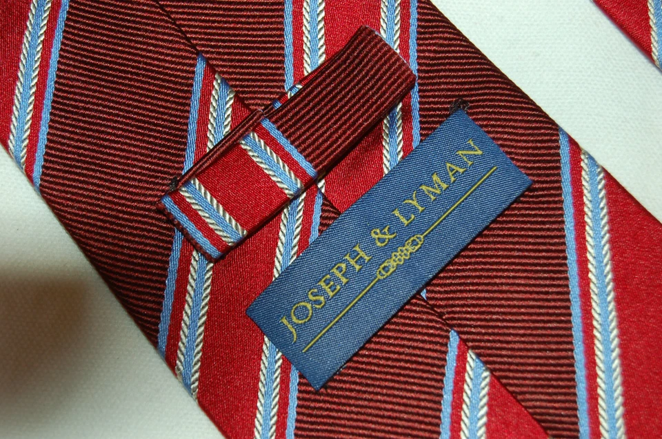 Corbata de seda a rayas rojas Joseph & Lyman Foto 3 de 4