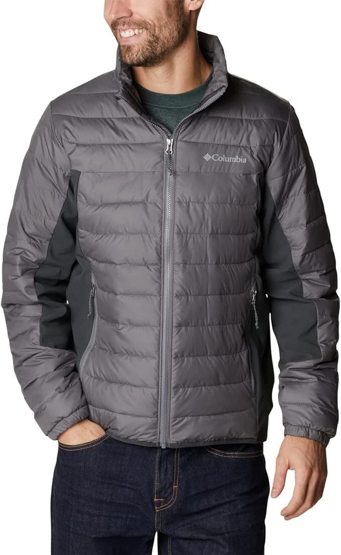 New $180 Men’s Columbia Powder Lite Hybrid Jacket Omni Heat Insulated 2XT GREY