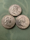 Lot Of 3, 1963 Franklin Silver Half Dollars